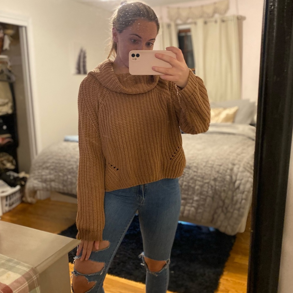 Light Brown/Tan Sweater with Cowl Neck